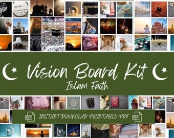 2025 Vision Board Kit for Islam, Vision Board Printable, Vision Board Affirmations, Spiritual, Allah, God First, Islam Verses