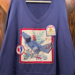 Vintage Quilt Panel + Patches Sweatshirt, Pheasant, 3X