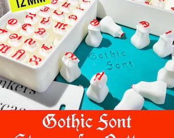 Gothic Letter Pottery Stamps, 12mm Stamp for Clay, Tools for Ceramics, Uppercase and Lowercase Stamps, Gift for Potter