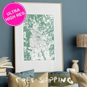 Karte von Graz, Österreich, Innen- und Außenbereich, hochauflösender digitaler Download oder gedruckt, Premium große Wandkunst für Zuhause, Geschenk für Reisende