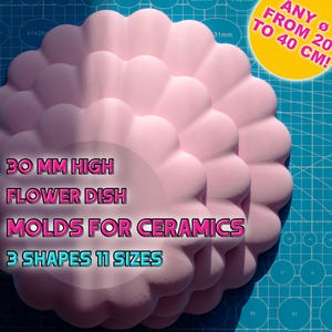 Moldes para platos de cerámica con forma de flor, sobremoldes impresos en 3D para arcilla en 3 formas y varios tamaños, herramientas de plástico para arcilla, regalo para amantes de la cerámica.