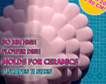 Moldes para platos de cerámica con forma de flor, sobremoldes impresos en 3D para arcilla en 3 formas y varios tamaños, herramientas de plástico para arcilla, regalo para amantes de la cerámica.