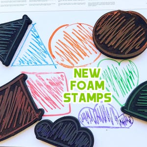 Hatched Geometric Shapes Stamps for Block Printing, Foam Stamp for Paper, Fabric, Walls | Bookscraping Stamp, Simple Geometric Pattern Print