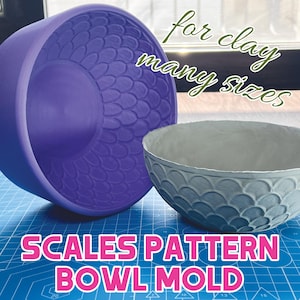 Scales Pattern Bowl Mold, Relief Pattern Plate Mold, Custom Size Slump Mold for Ceramics, Beginner-Friendly 3D Printed Plastic Form for Clay
