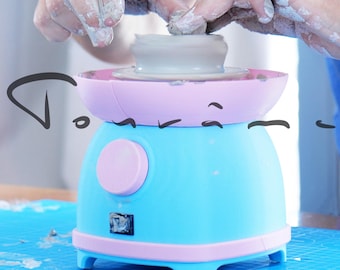 Tourame Small Pottery Wheel – 35W Motor Metal Gearbox – 3D Printed Vintage Design – Mini Clay Wheel for Kids and Adults – Made in France