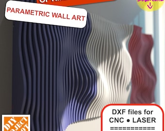 Parametric Flag Wall Art, 3D Waving Flag Panels For CNC or Laser Cutter, Optimized Nesting Geometric Wall Decor for Office, Instant Download