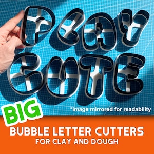 Cortadores de galletas con letras de burbujas para arcilla, arcilla polimérica y masa. Cortadores de cerámica con letras y números de 10 cm. Regalo para amantes de la cerámica.