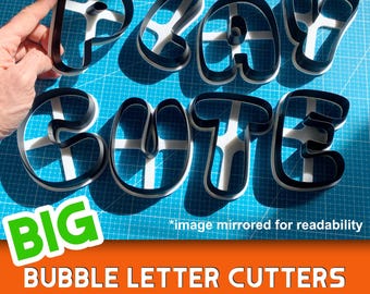 Bubble Letter Cookie Cutters for Clay, Polymer Clay, Dough | 10 cm / 4" Alphabet and Numbers Pottery Cutters, Gift for Ceramics Enthusiast