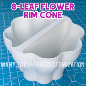 Pottery Rim Cone Narrowed 8-Leaf Flower, Mug Bowl Plate Edge Former, 3D Printed Trimming Tool, 7 Sizes + Free Customization, Gift for Potter