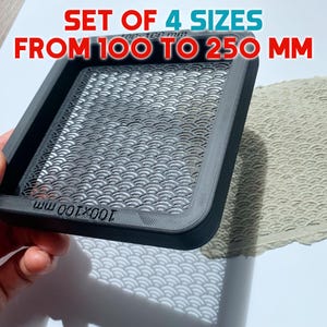 Japanese Pattern Papermaking Deckles and Molds Kit | Set of 4 Square 100-250mm Koi Fish Scales Pattern Molds for Making Handmade Paper