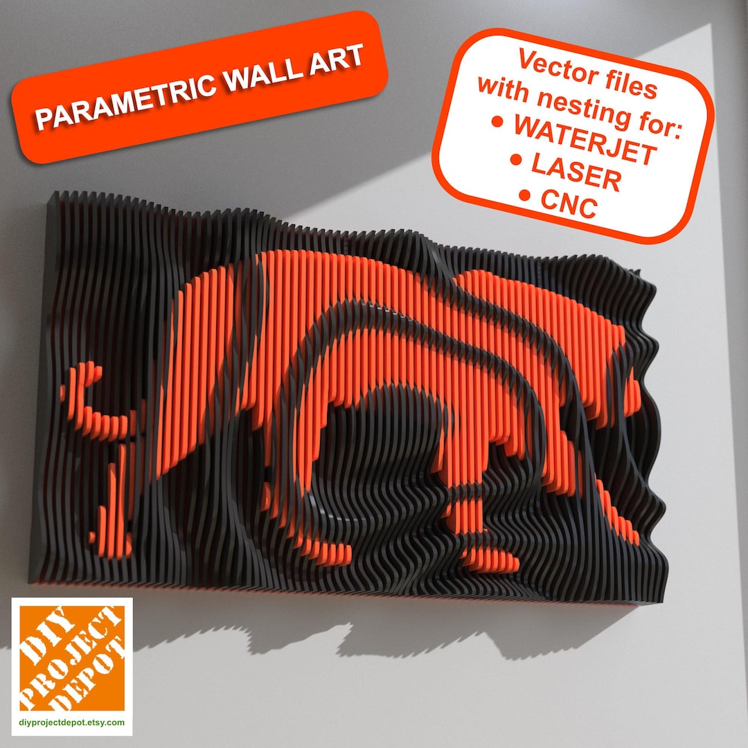 Tiger Parametric Wall Art for CNC or Laser, 3D Decor for Office, Wavy ...