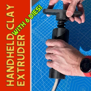Clay Extruder for Pottery with 6 Extrusion Dies for Handles, Handheld Screw Extruder for Ceramics, Clay Tool, Gift for Ceramics Enthusiast