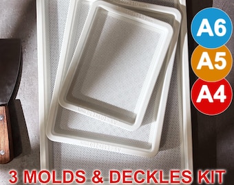 Deckles and Molds Set for Papermaking | Kit of A4, A5, A6 Paper Size Molds and Deckles | Quality Tools for Making Handmade Paper at Home
