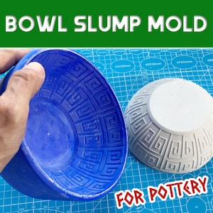 Greek Bowl Slump Mold | Relief Pattern Plate Mold | Custom Size Slump Mold for Ceramics | Beginner-Friendly 3D Printed Plastic Form for Clay