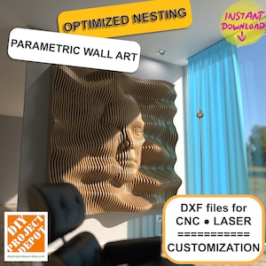 Face Parametric Wall Art, Files for CNC or Laser Cutter, Optimized Nesting and Fixture Options, Sound Diffuser, 3D Head Wavy Wall Sculpture