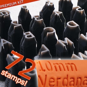 Sellos de letras para arcilla y jabón, 72 sellos premium para bricolaje, herramientas para cerámica, caracteres para cerámica, Verdana mayúsculas y minúsculas