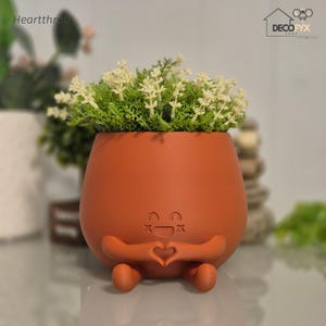 Cute Face Planter Decor, Unique Modern Succulent Pot, Aesthetic 3D Printed Succulent Pot, Charming Home Decor, Chill Loving Desk Pot Plants