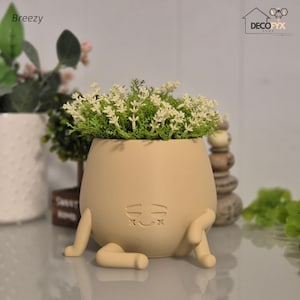 Mellow Indoor Face Planters, Aesthetic 3D Printed Succulent Pots, Chill Vibes Desk Buddy, Gift For Plant Lovers, Unique Modern Planter Box