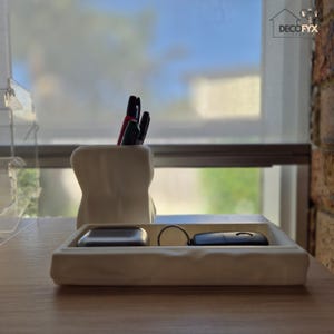 Desk Organizer | Desk Tray Holder | Office Accessories | Storage Organization | 3D Printed Desk Gifts | Modern Pen Vase Pot | Home Decor