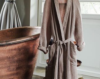 Linen Bathrobe - Women's Spa Robe, Cozy Loungewear
