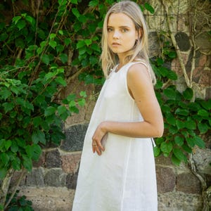 Linen dress, stylish summer short dress, dress above the knees - JONITA Long