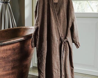 LIUSE Linen Robe: Chic Unisex Spa Loungewear
