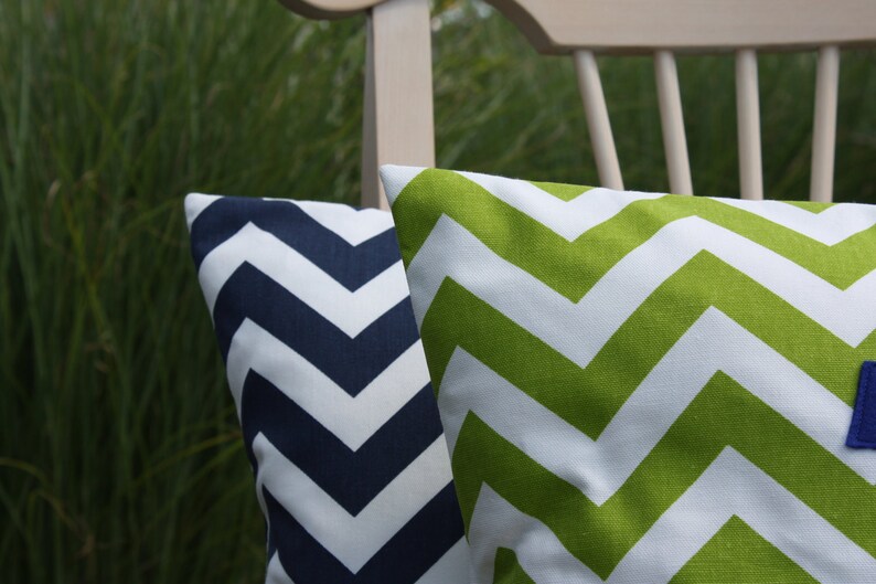 Monogramed Green Chevron Pillow Cover Etsy