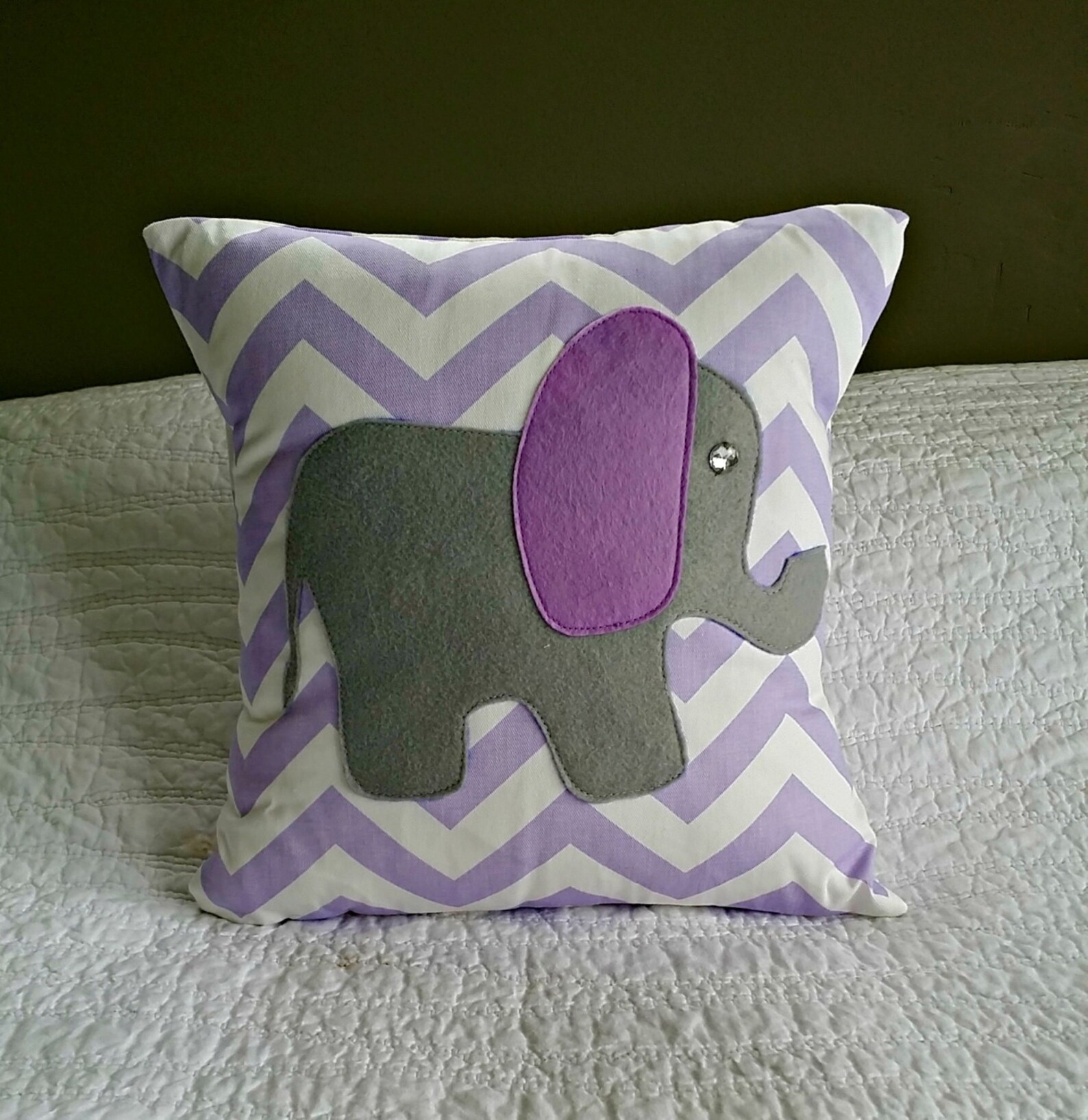 Modern Grey and Lavender Elephant Chevron Pillow Cover Etsy