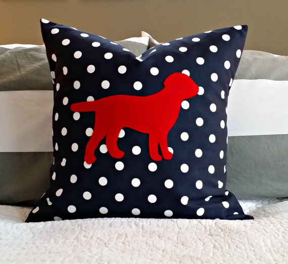 Modern Navy and Red Puppy Pillow Cover 20x20 Etsy