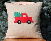 Pickup Truck with Sparkle Christmas Tree Pillow Cover - Christmas Pillow