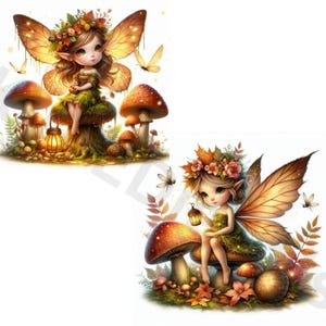 Woodland Fairy Enchanting Pixie Forest Clipart, 18 JPEG Cute Autumn ...