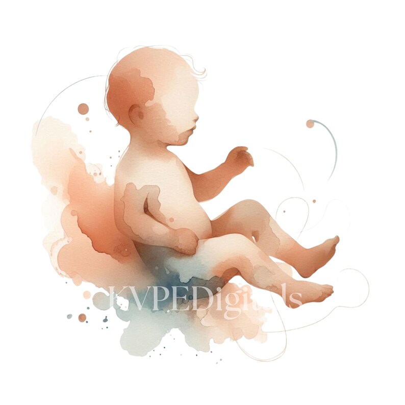 Abstract Baby Watercolor Clipart 15 PNG, Newborn Silhouette, Minimal ...