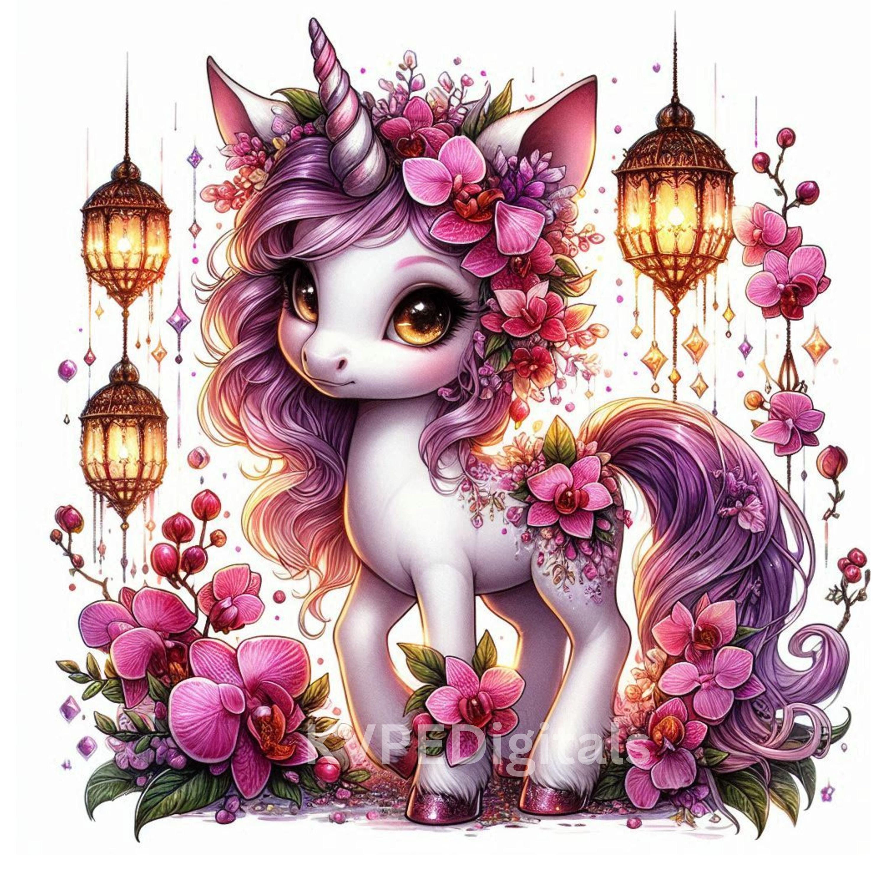 Floral Unicorn Orchid Bloom, 15 Jpeg Flower Baby Unicorn, Spring Garden ...