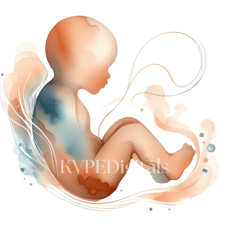 Abstract Baby Watercolor Clipart 15 PNG, Newborn Silhouette, Minimal ...