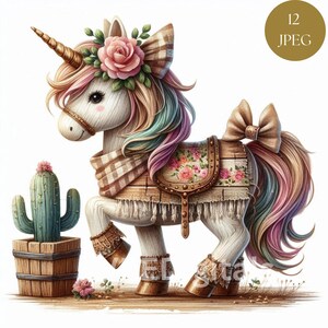 Rustic Shabby Chic Unicorn Clipart, 12 Jpeg Farmhouse Unicorn, Baby Unicorn Illustration, Country Unicorn, Wooden Unicorn, Commercial Use