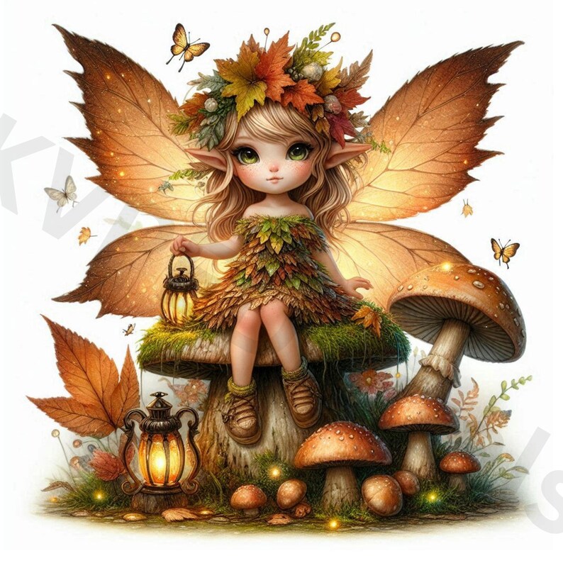 Woodland Fairy Enchanting Pixie Forest Clipart, 18 JPEG Cute Autumn ...