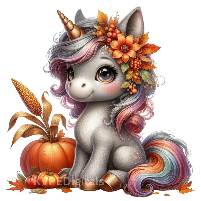 Autumn Unicorn 13 PNG Clipart Bundle, Fall Pumpkin Season Autumn ...