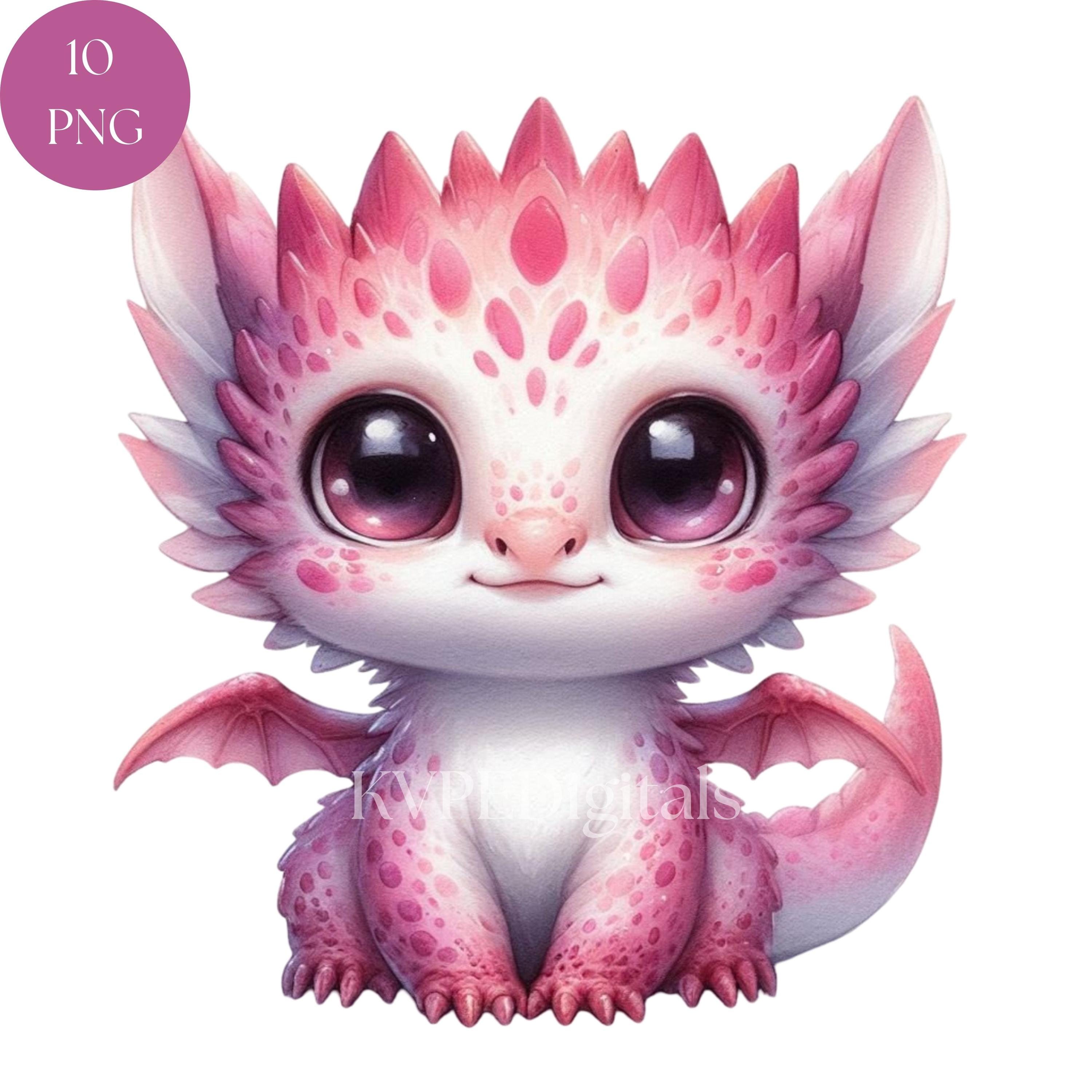 Pink Dragon Clipart, 10 PNG Cute Magical Baby Dragon, Magical Creatures ...