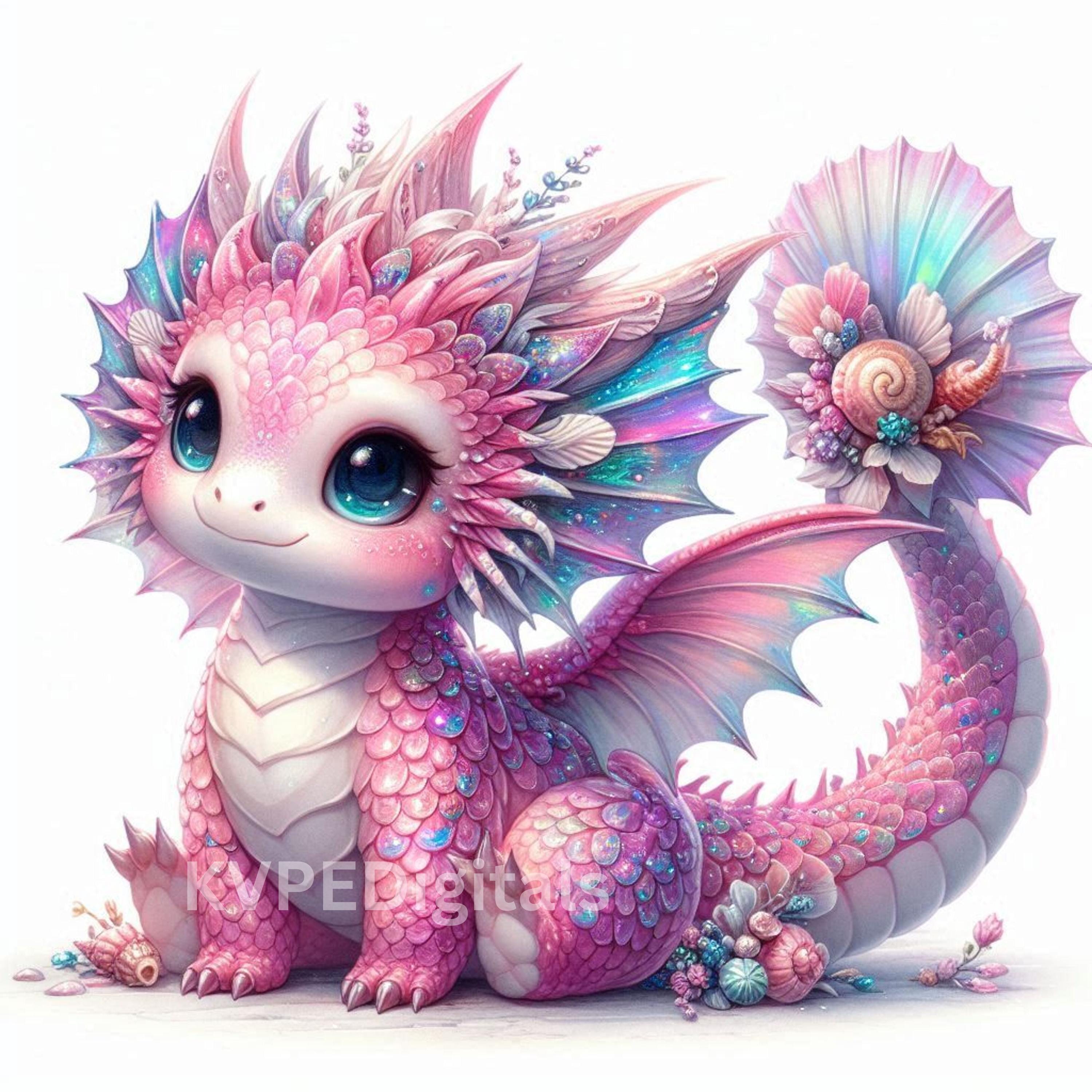 かわいいベビーピンクのドラゴン、13枚のJPEG魔法のドラゴンのクリップ