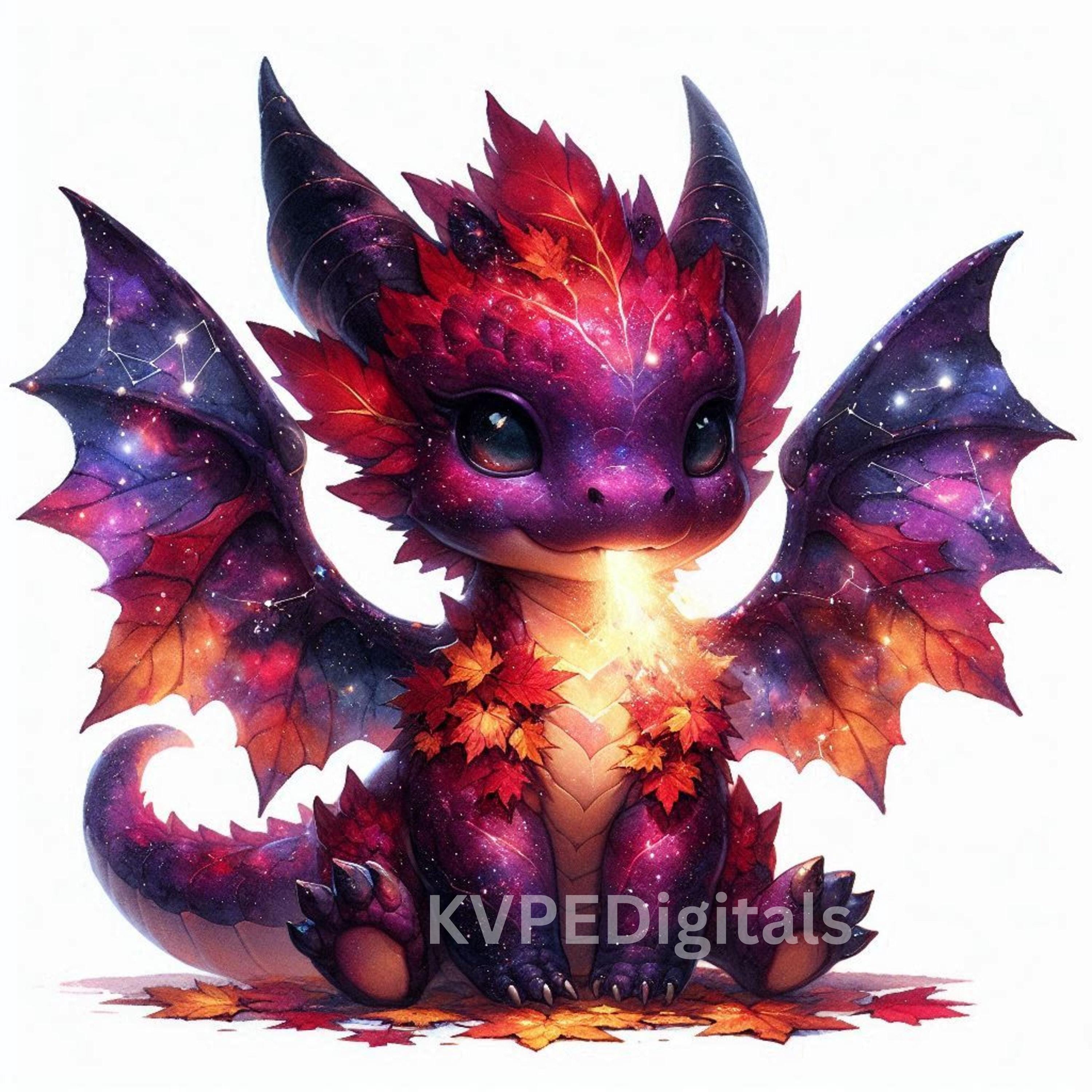 Celestial Autumn Dragon, 14 Jpeg Fall Baby Dragon Clipart Bundle ...