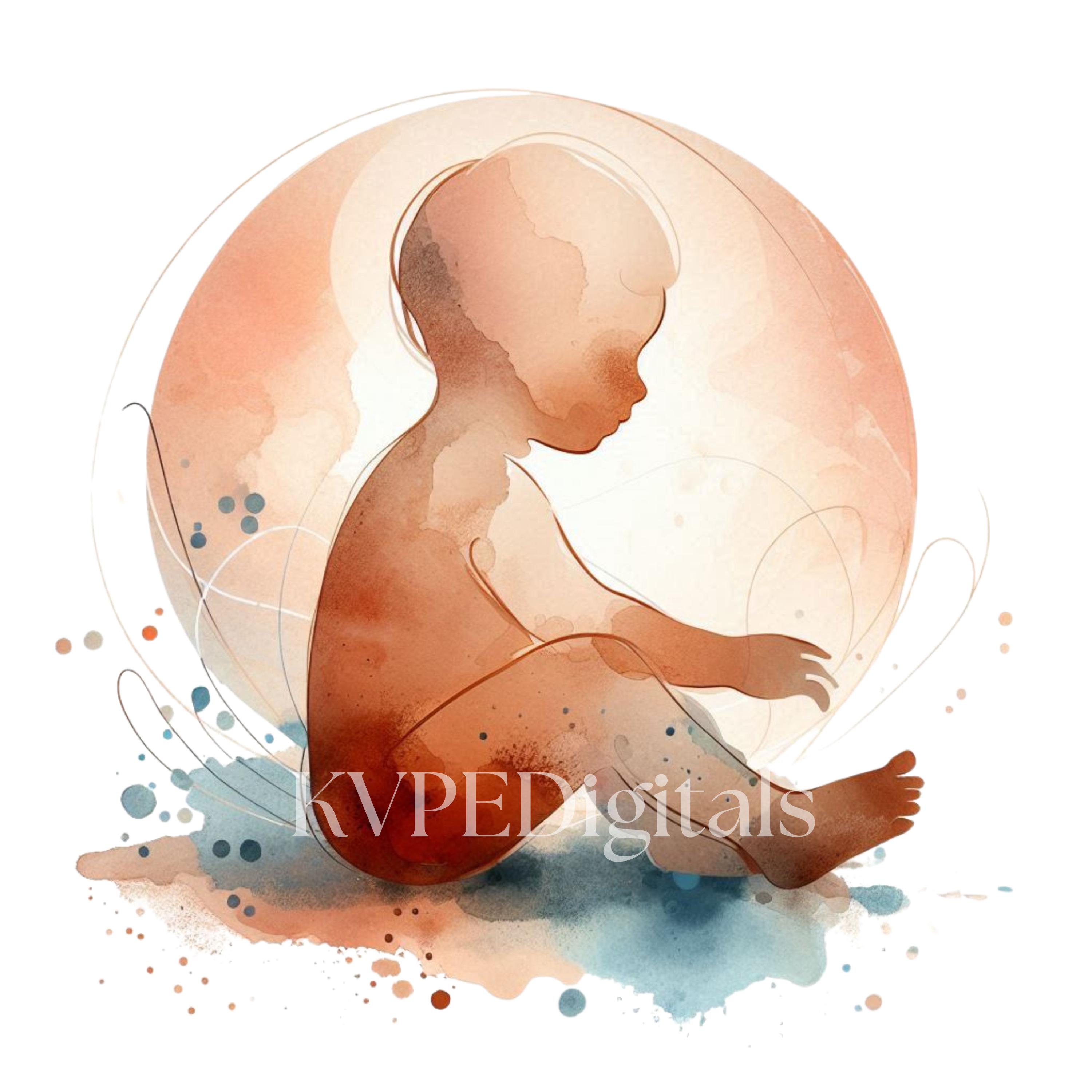 Abstract Baby Watercolor Clipart 15 PNG, Newborn Silhouette, Minimal ...
