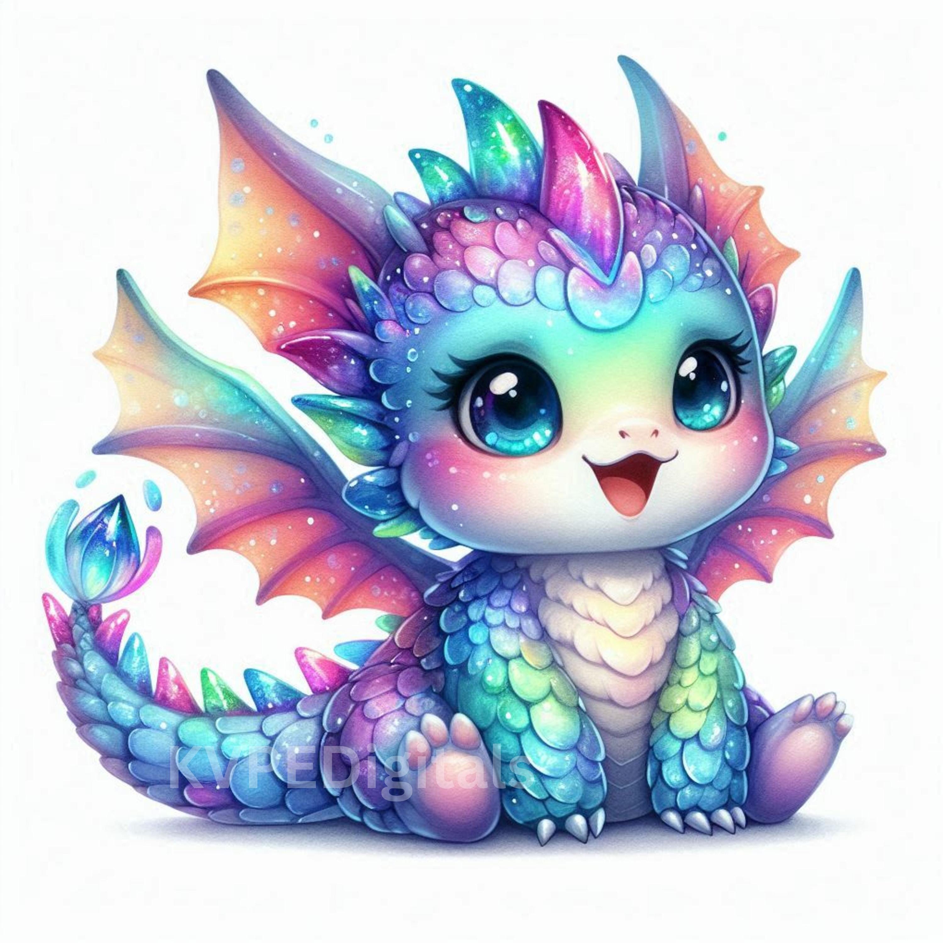 レインボーレインドロップドラゴン、カラフルなベビードラゴン12匹の