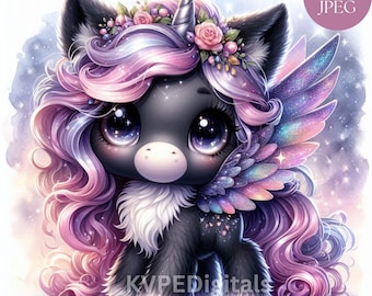 Magical Unicorn Clipart Bundle, 15 Jpeg Butterfly Unicorn, Cute Baby Unicorn Graphics, Unicorn with Wings Digital Printables, Commercial Use