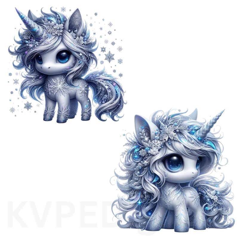 Winter Frost Unicorn Clipart, 22 Cute PNG Printables, Frosty Majestic ...