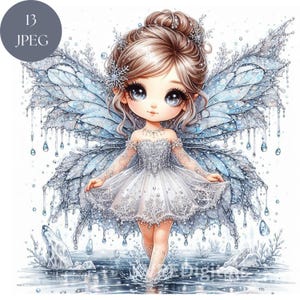 Bundle de clipart fée hiver givre, 13 Jpeg fée des glaces givre neige, fée magique Art hiver pays des merveilles fantastique Illustration Design par sublimation