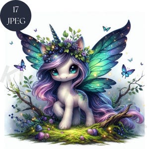 Bundle de cliparts enchanté féerique féérique des bois Twilight, 17 JPEG fichier numérique mignon imprimables prêts à l'emploi en téléchargement immédiat