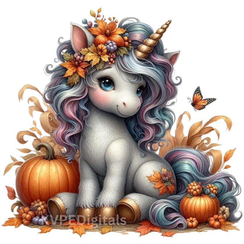 Autumn Unicorn 13 PNG Clipart Bundle, Fall Pumpkin Season Autumn ...