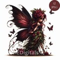 Gothic Black Rose Fairy, 12 Jpeg Flower Fairy Clipart Bundle, Dark Fantasy Garden Fairy, Mystical Fantasy Graphics, Commercial Use Downloads product logo