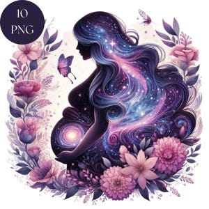Clipart femme enceinte, 10 PNG enceintes, grossesse à imprimer, future maman art déco murale numérique, téléchargement immédiat, usage Commercial