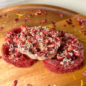 Trio di luffa Deluxe biologica al gusto di ibisco floreale e garofano (confezione da 3)